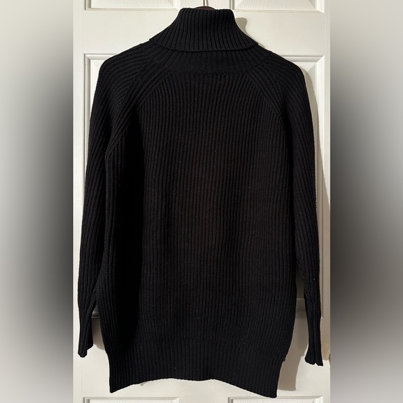 ARITZIA WILFRED FREE Lin Sweater Black 100% Merino Wool Hi Lo Turtleneck XS NICE - Picture 5 of 16